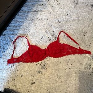 Red Floral Lace Underwire Bra